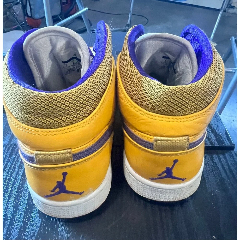 Nike Air Jordan 1 Mid Lakers University Gold Purple 554724-708 Mens 9
